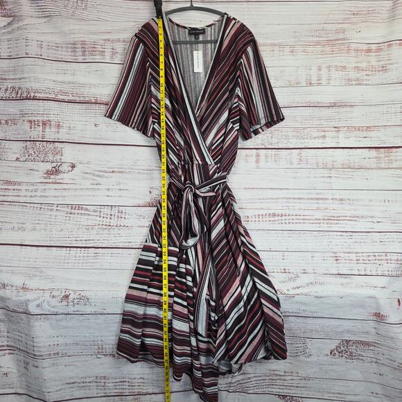 Lane Bryant Faux Wrap Asymmetrical Stretch Dress 26/28 Red Pink Casual Party NWT - Picture 10 of 12
